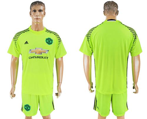 Manchester United Blank Shiny Green Goalkeeper Soccer Club Jersey - Click Image to Close
